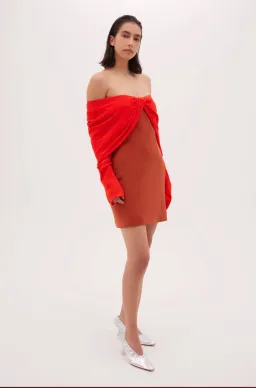 Bianca Spender Crepe Jean Dress Brick Red Size  12 for rent on The Volte - image 3