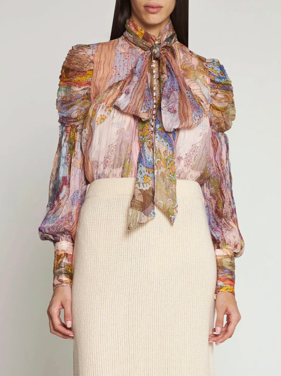Zimmermann Kaleidoscope Lurex Blouse Print Size 3/Au 14 for rent on The Volte - main image