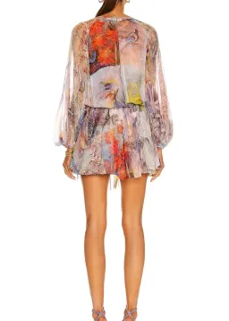 Zimmermann Luminous Tie Side Mini Dress Print Size 12  for rent on The Volte - image 2