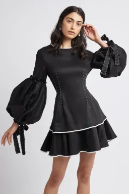 Aje Gracious Tiered Mini Dress Black Size 10 for rent on The Volte - image 2