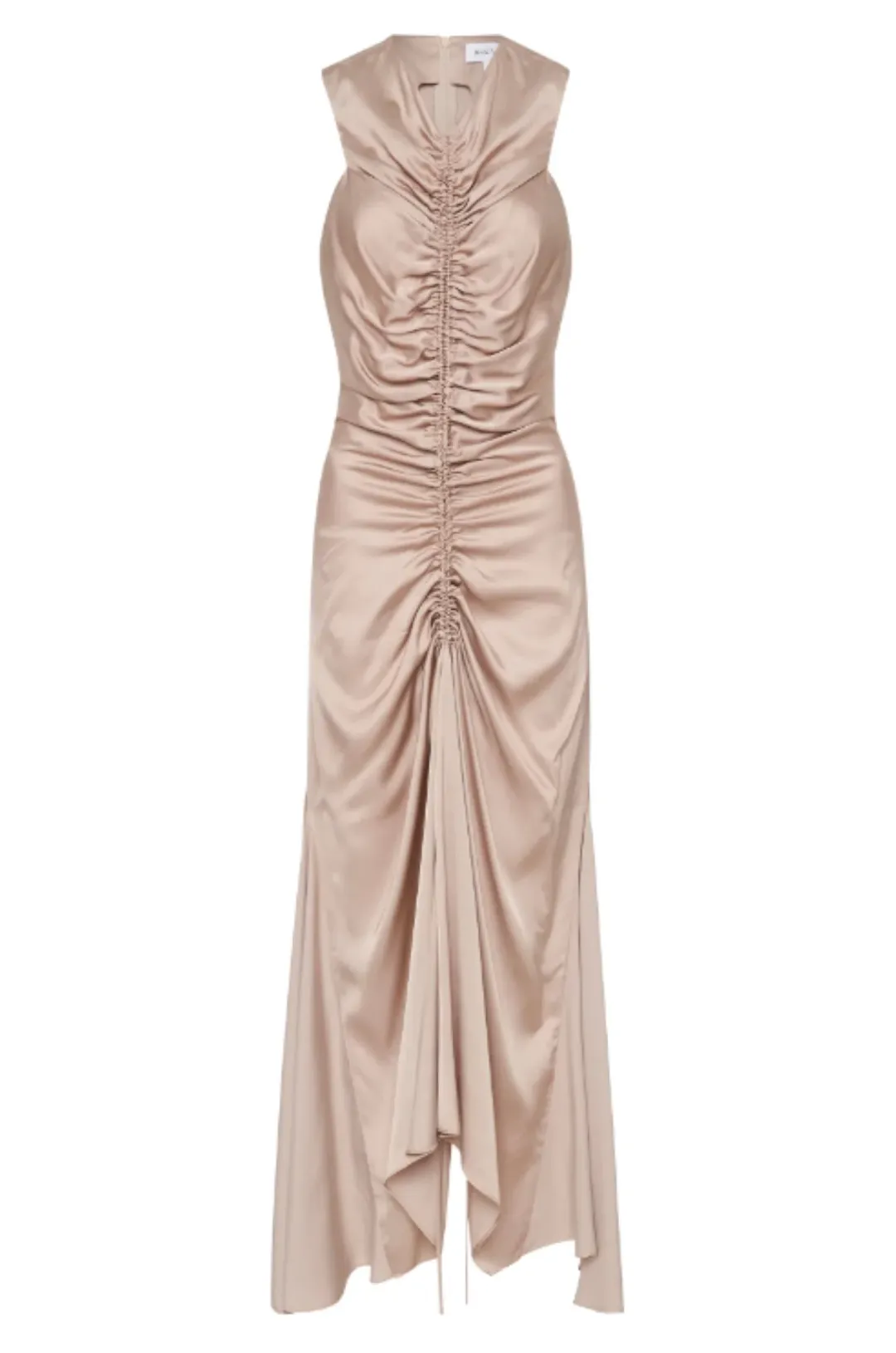 Bianca Spender Sand Satin Meret Dress Nude Size 2/ Au 10 for rent on The Volte - main image