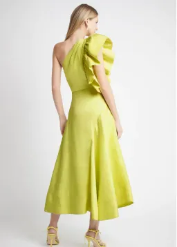 Aje Bonjour Asymmetric Midi Dress Lime Green Size 8 / S for rent on The Volte - image 3