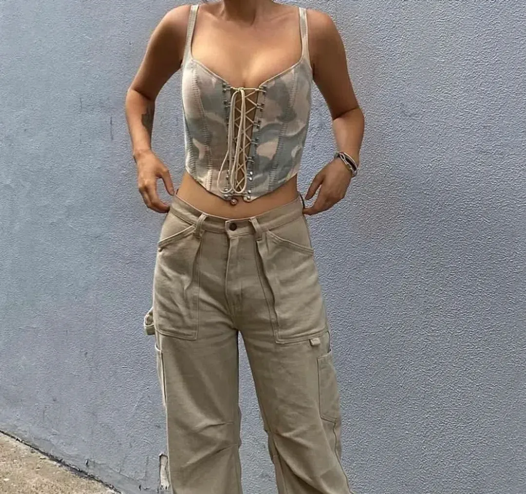 Dion Lee Ikat Camo Corset Print Size 8 for rent on The Volte - main image