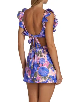 Zimmermann High Tide Frilled Mini Dress Purple Ikat Floral Size 0 / Au 8  for rent on The Volte - image 3