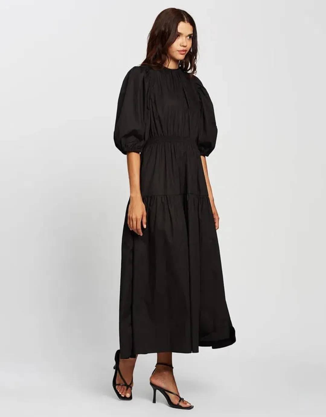 Aere Organic Cotton Poplin Midi Dress Black Size 8 for rent on The Volte - main image