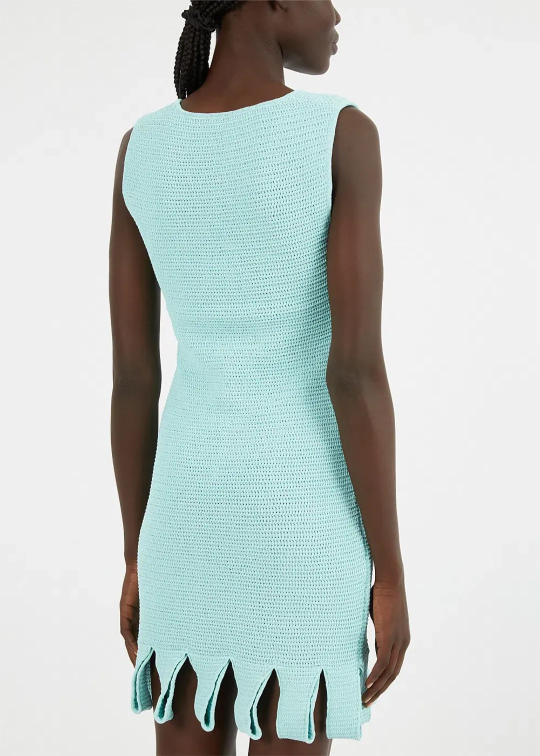 Bottega Veneta Racked Rib Knit Mini Dress Blue Size L / Au 12 for rent on The Volte - main image