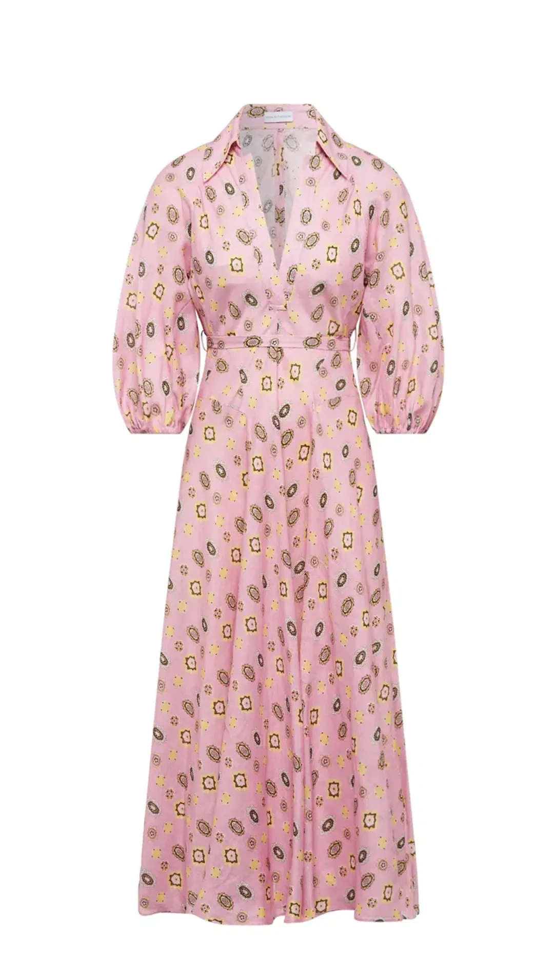 Scanlan Theodore Linen Foulard Shirt Dress Pink Size 10 for rent on The Volte - main image