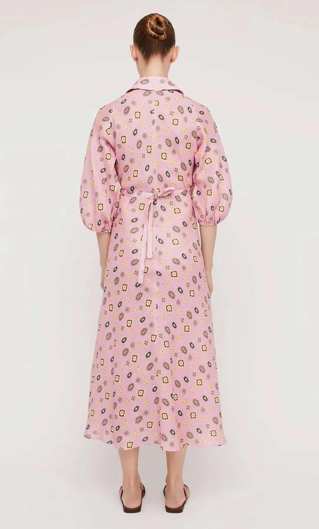 Scanlan Theodore Linen Foulard Shirt Dress Pink Size 10 for rent on The Volte - main image