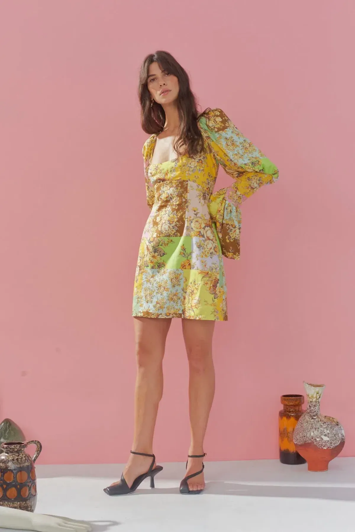 Alemais Matilde Puff Sleeve Mini Dress Multi Size 10 for rent on The Volte - main image