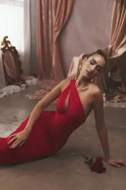 House of CB Valentina Asymmetric Cut Out Midi Dress Red Size XS / Au 6 for rent on The Volte - image 5