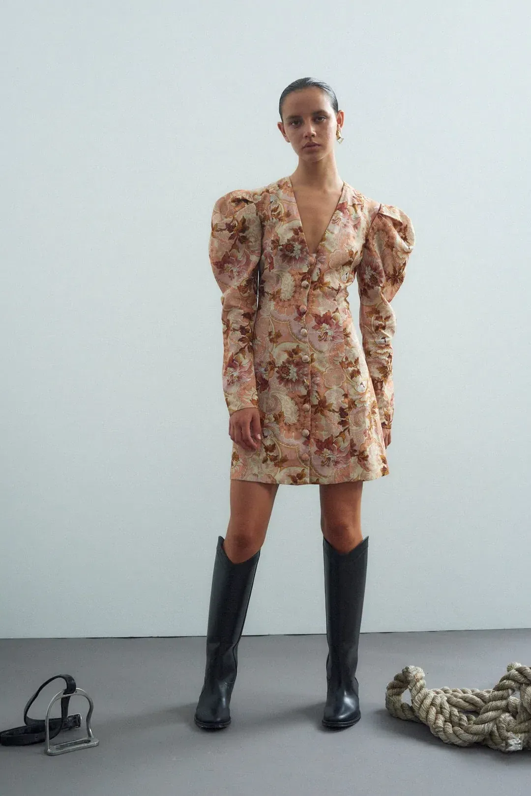 Alemais Phillipa Puff Sleeve Mini Dress Floral Size 10 for rent on The Volte - main image