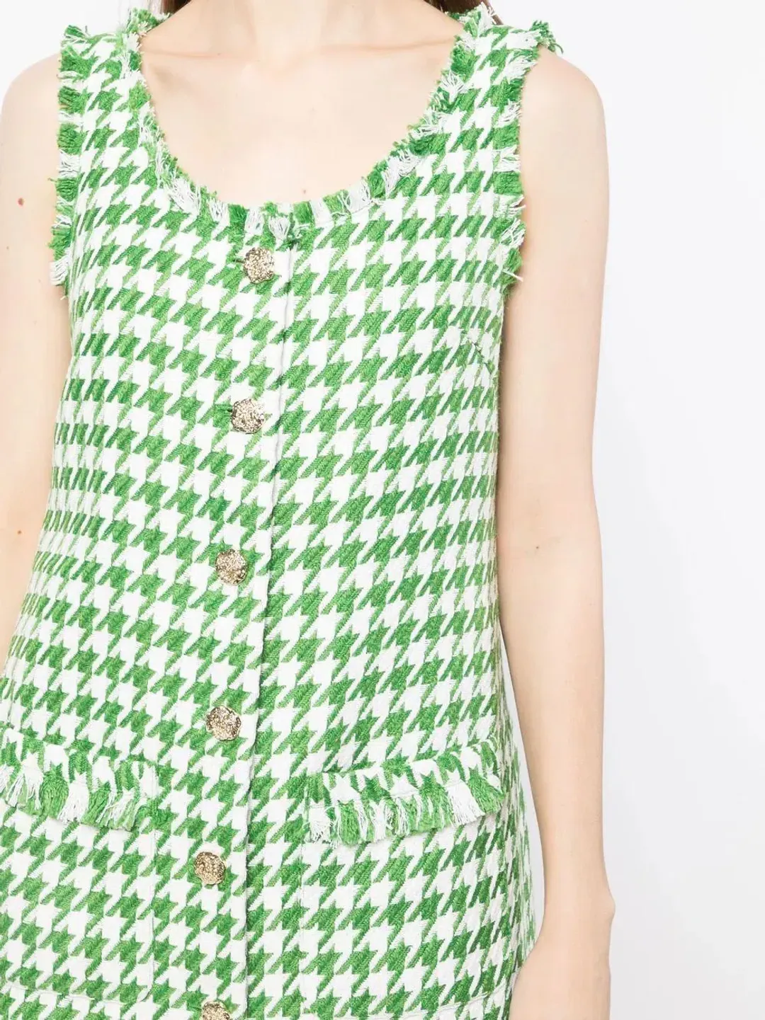 Leo Lin Blair Tweed Mini Dress in Emerald Size 8 for rent on The Volte - main image