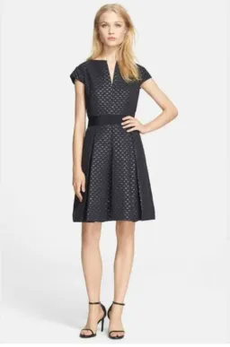 Ted Baker Carice Metallic Jacquard Capsleeve Mini Dress Black Size 0 / Au 6 for rent on The Volte - image 3