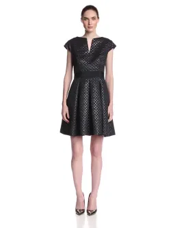 Ted Baker Carice Metallic Jacquard Capsleeve Mini Dress Black Size 0 / Au 6 for rent on The Volte - image 1