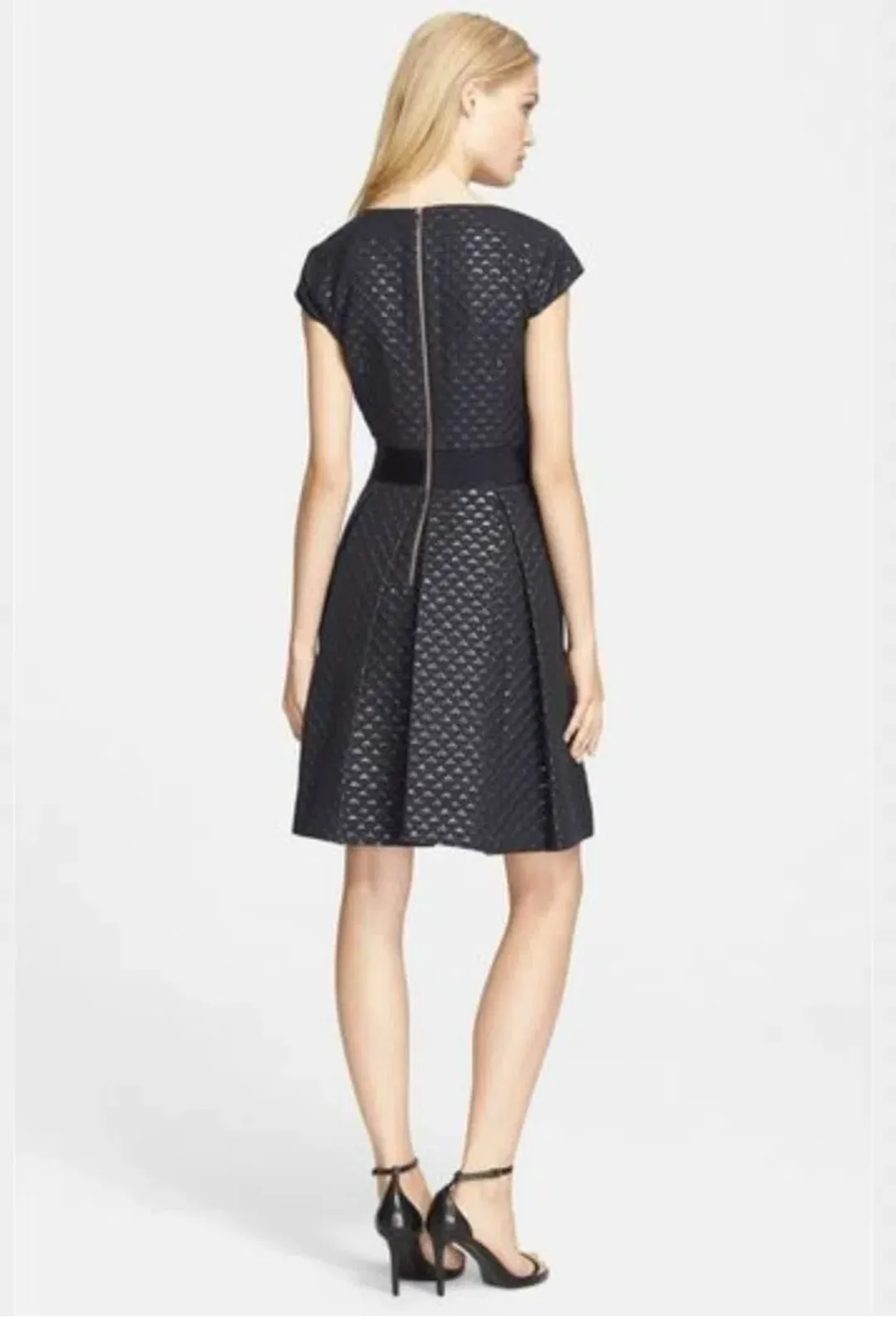 Ted Baker Carice Metallic Jacquard Capsleeve Mini Dress Black Size 0 / Au 6 for rent on The Volte - main image