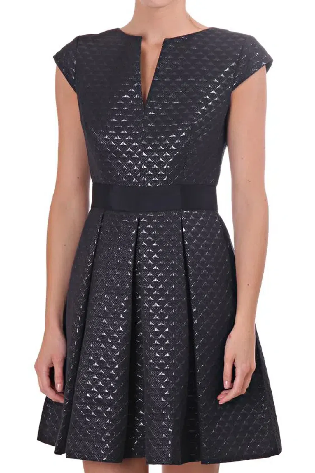 Ted Baker Carice Metallic Jacquard Capsleeve Mini Dress Black Size 0 / Au 6 for rent on The Volte - main image