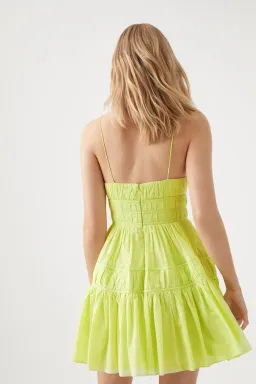 Aje Grace Tiered Mini Dress Light Lemon Green Size 6 for rent on The Volte - image 4