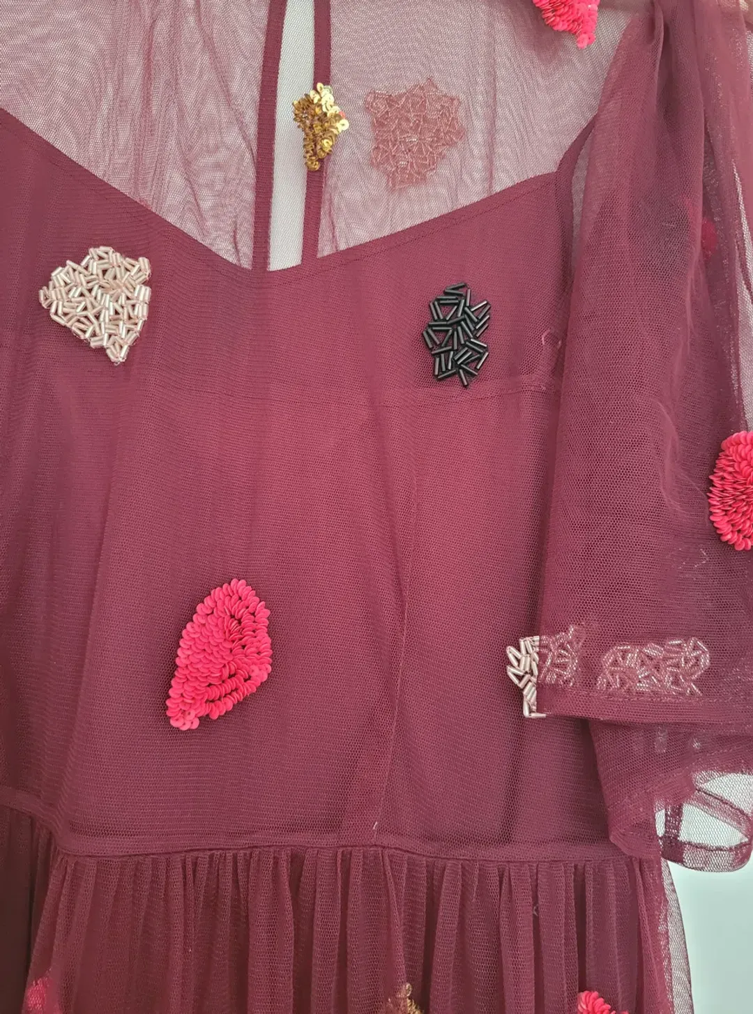 Gorman Claire Embellished Dress Red Beaded Size 8 for rent on The Volte - main image