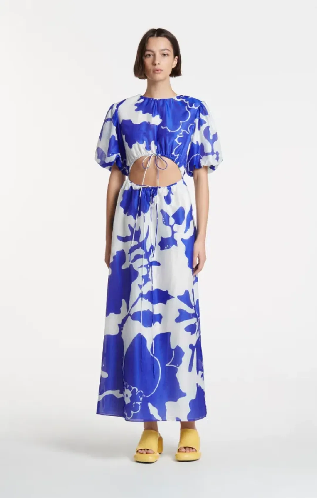 Sir the Label Vivi Puff Sleeve Maxi Dress Size Blue Print 2/Au 10 for rent on The Volte - main image