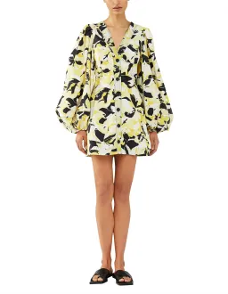 Camilla and Marc Aldea Puff Sleeve Mini Dress Yellow Floral Size 10 for rent on The Volte - image 1