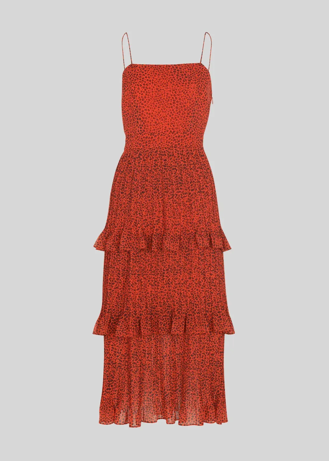 Whistles Mini Pleated Leopard Dress Red Print size 10 for rent on The Volte - main image