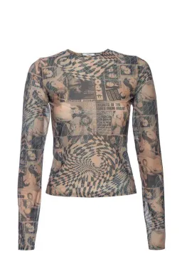 Miaou Wanted Long Sleeve Tee Print Size XS/Au 6 for rent on The Volte - image 4