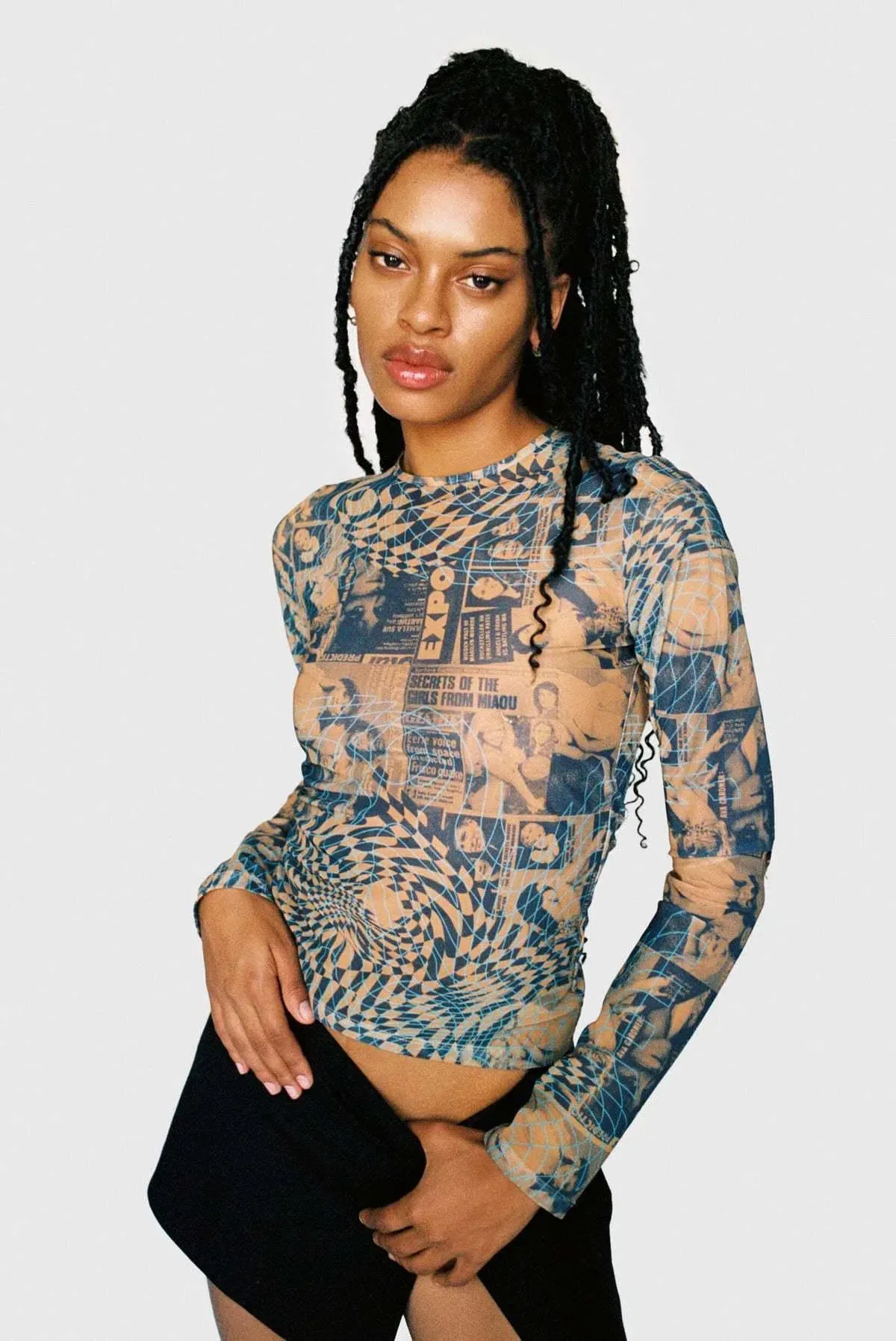 Miaou Wanted Long Sleeve Tee Print Size XS/Au 6 for rent on The Volte - main image