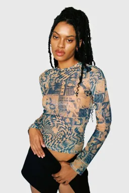 Miaou Wanted Long Sleeve Tee Print Size XS/Au 6 for rent on The Volte - image 1