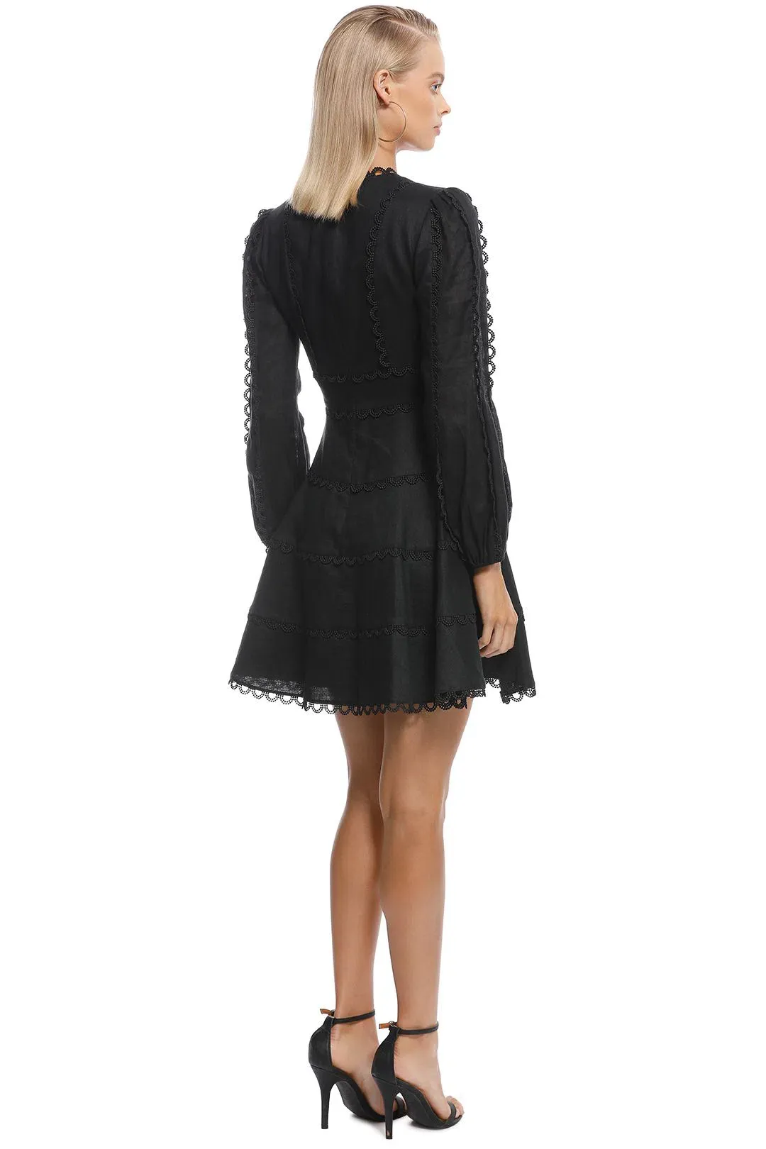 Zimmermann Heathers Flounce Short Dress Black Size 1/Au 10  for rent on The Volte - main image