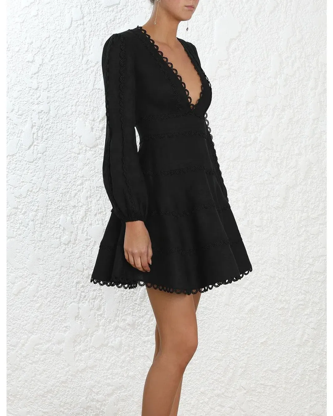 Zimmermann Heathers Flounce Short Dress Black Size 1/Au 10  for rent on The Volte - main image