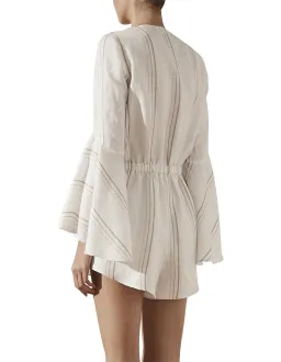 Shona Joy Alba Flared Sleeve Tie Front Playsuit Cream Size 10 for rent on The Volte - image 2