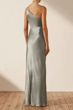 Shona Joy La Lune Asymmetrical Gathered Maxi Dress Sage Size 10 for rent on The Volte - image 3