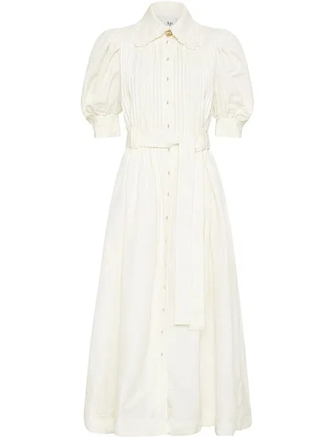 Aje Madeleine Belted Midi Dress Ivory Size 6  for rent on The Volte - main image