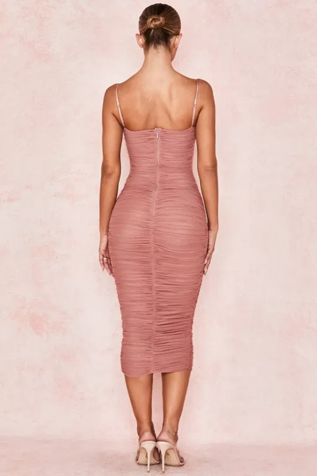 House of CB Sirene Mesh Midi Dress Antique Rose Size S / Au 8  for rent on The Volte - main image