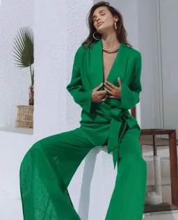 Chic Le Frique Abeni Linen Set Green Size 8  for rent on The Volte - image 3