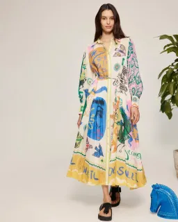Alemais Soleil Patchwork Shirtdress - Size 12 for rent on The Volte - image 1