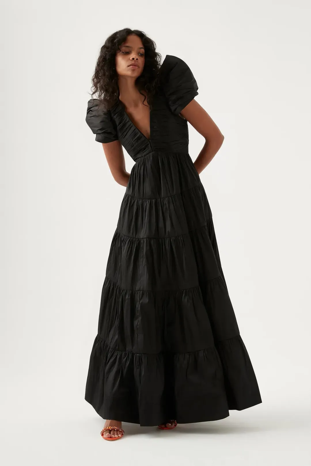 Aje Statuesque Tiered Gown Black Size 8 / S for rent on The Volte - main image