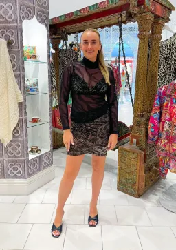 Camilla Jersey Turtleneck Tame My Tiger Black with Camilla Cool For Cats Soft Bra with Back Clip (AU16) for rent on The Volte - image 11