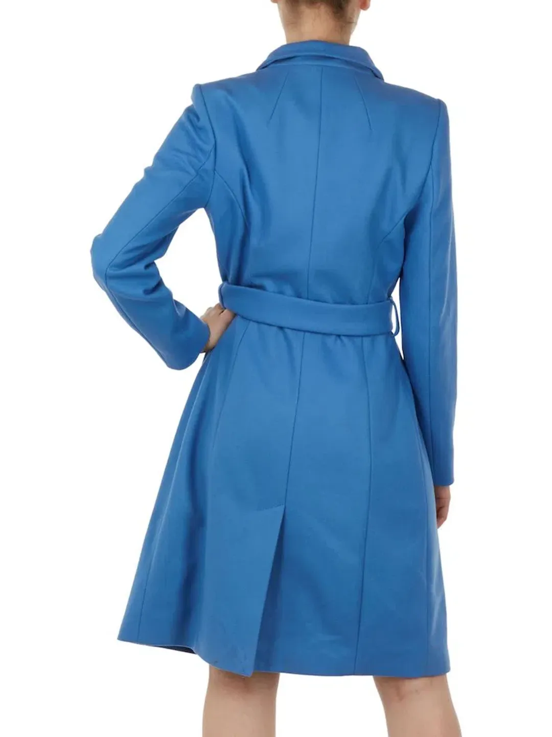Ted Baker Sandra Wool Blend Wrap Coat Mid Blue Size 1 / Au 8 for rent on The Volte - main image