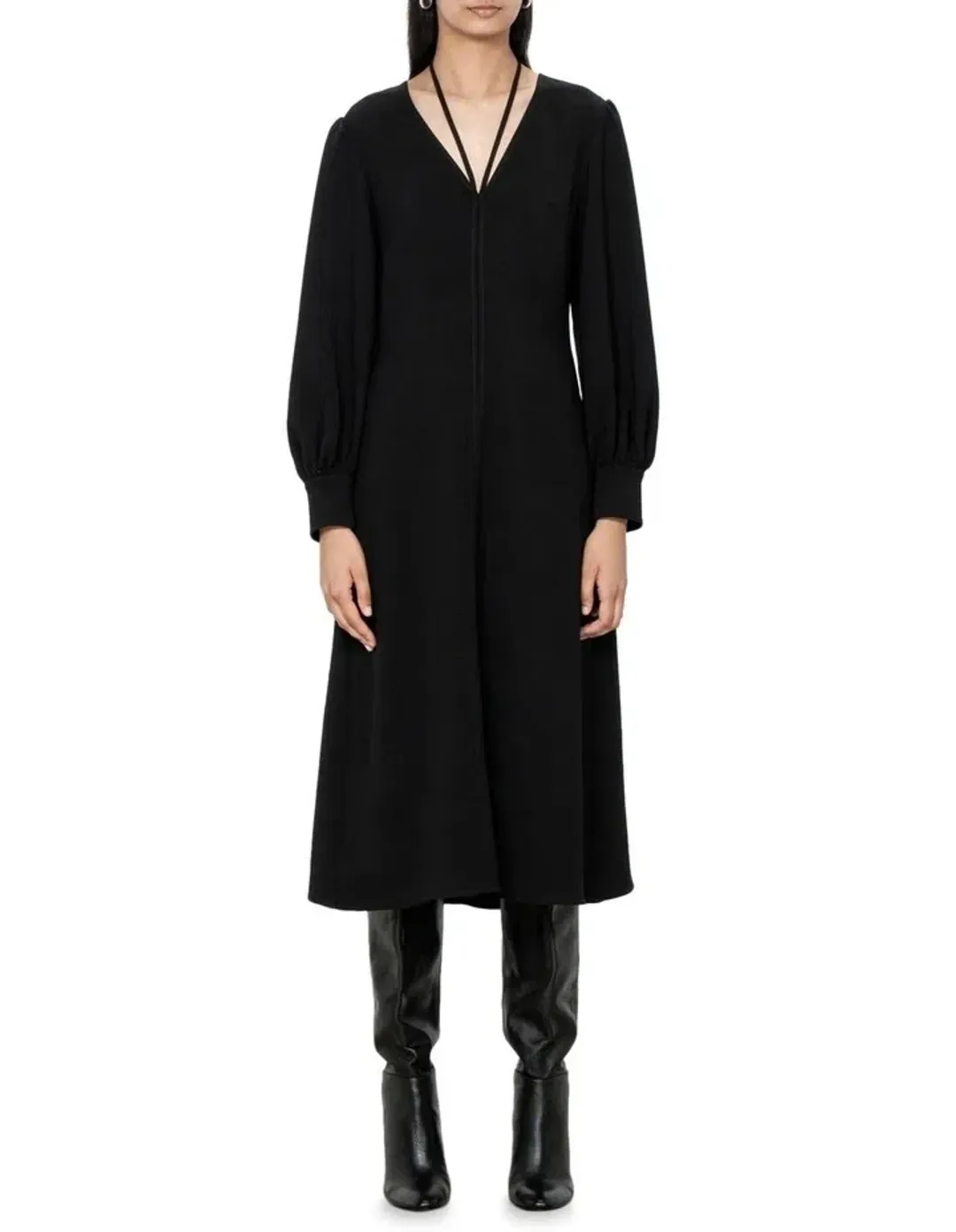 Veronika Maine Eco Crepe Midi Dress Black Size 6 for rent on The Volte - main image