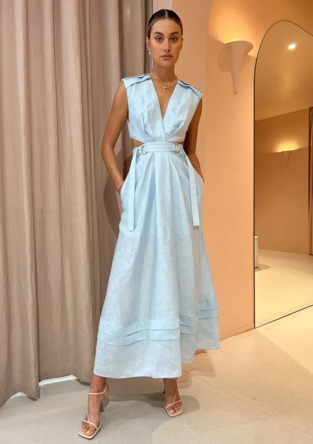 Acler Telford Dress Cloud Blue Size 16 for rent on The Volte - main image