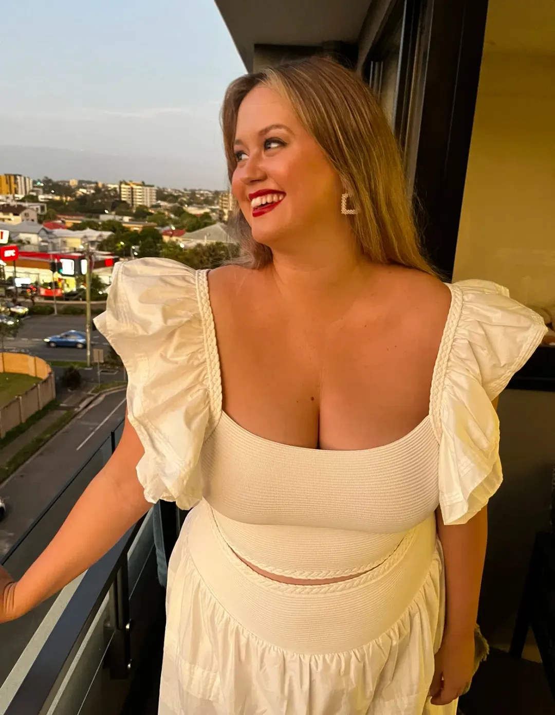 Aje Corinne Knit Bodice Crop Top and Rosalie Knit Waist Midi Skirt Set White Size 16 / 2XL for rent on The Volte - main image