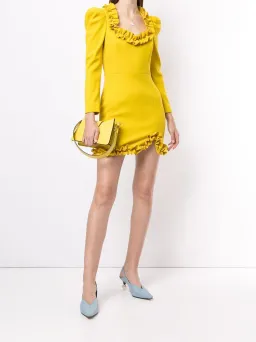 Rebecca Vallance Baci Long Sleeve Mini Dress Yellow Size 12 for rent on The Volte - image 1