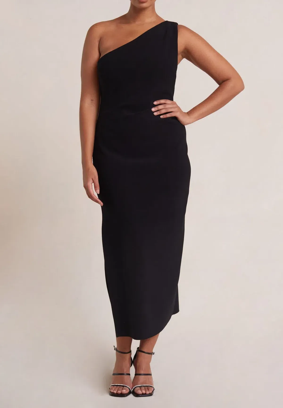 Bec & Bridge Be Mine Asym Midi Dress Black Size L / Au 12 for rent on The Volte - main image