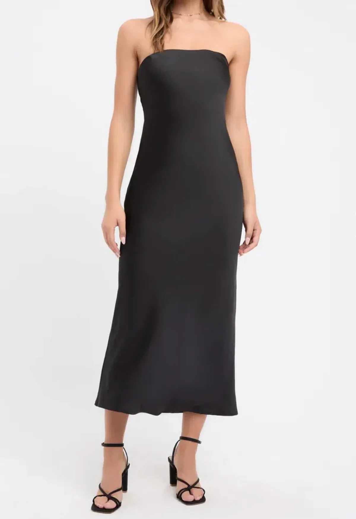 Kookai Belle Strapless Slip Midi Dress Black Size 14 for rent on The Volte - main image