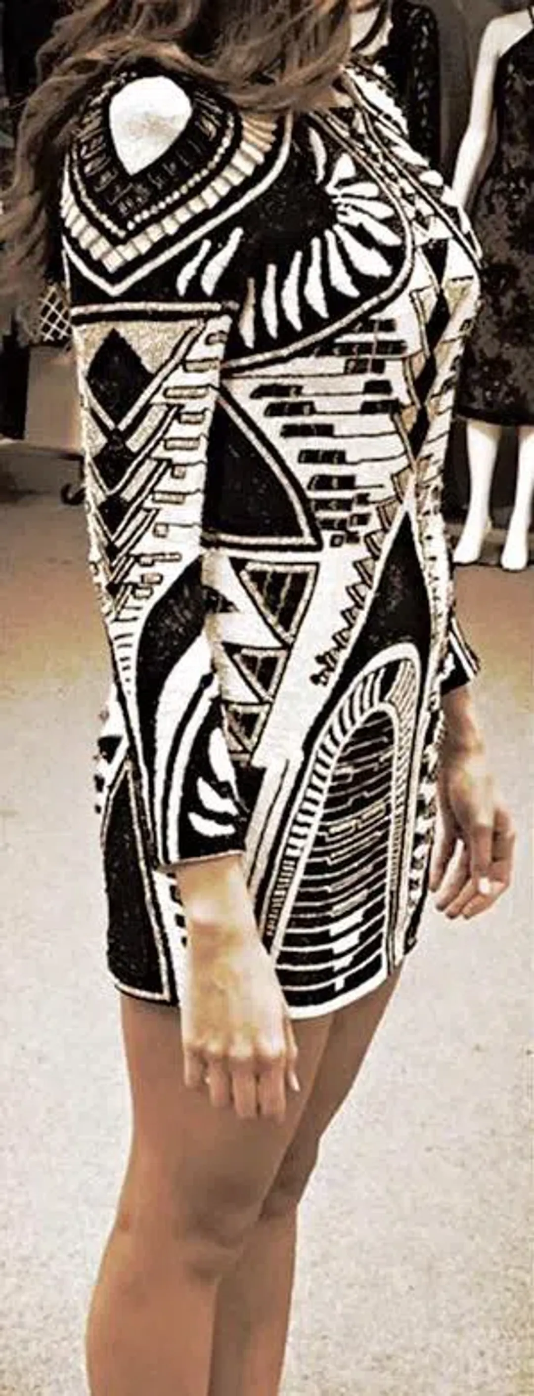 Balmain x H&M Embellished Long Sleeve Mini Dress Beaded Size 10 for rent on The Volte - main image