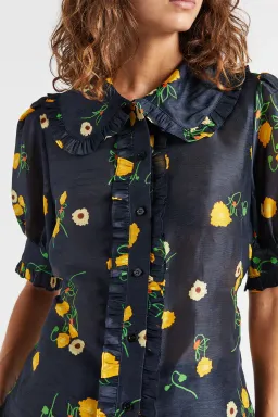 Lee Mathews Ketty Blouse in Navy Floral Size 1/Au 8 for rent on The Volte - image 2