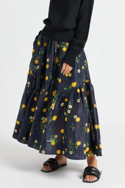 Lee Mathews Ketty Maxi Skirt in Navy Floral Size 1/Au 8 for rent on The Volte - image 2