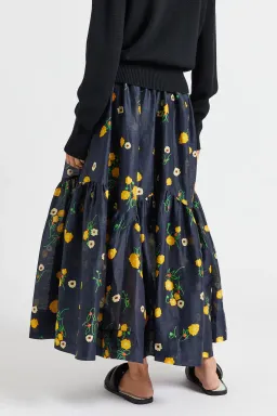 Lee Mathews Ketty Maxi Skirt in Navy Floral Size 1/Au 8 for rent on The Volte - image 5