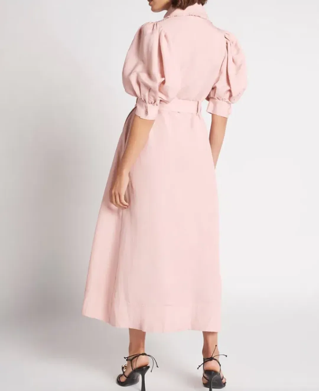 Aje Madeleine Belted Midi Dress Dusty Pink Size 16 for rent on The Volte - main image
